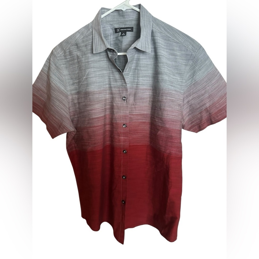 INC International Concepts Men's Red and Gray Gradient Shirt